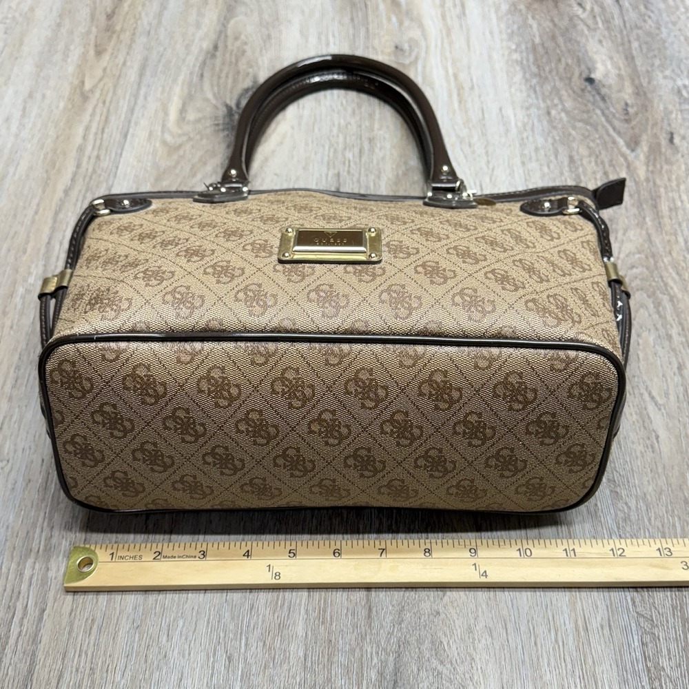 ☆ Guess Logo Print Satchel Handbag Purse + Wallet Brown Multicolor Please Read - Picture 15 of 16